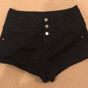 High Waisted Black Jean Shorts